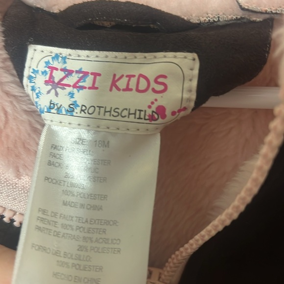 Girls Hooded Brown and Pink Jacket 18 months - Picture 4 of 5